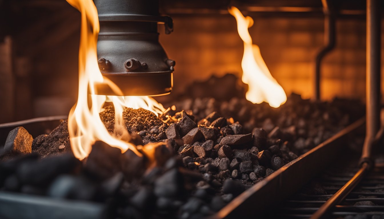 The coal gas furnace blazes with intense heat, its components humming and clinking as they work together to produce energy