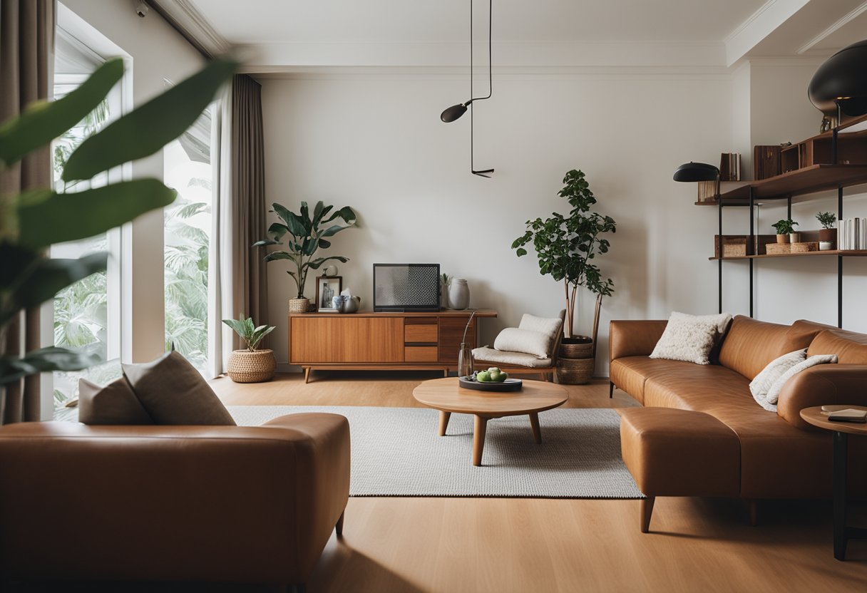 A cozy living room with vintage Danish furniture in Singapore. Clean lines, warm wood tones, and minimalist design create a timeless and elegant space