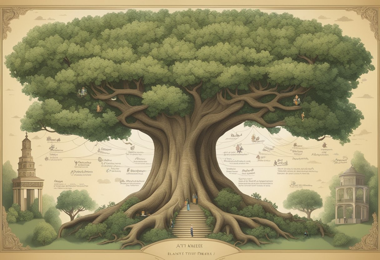 A family tree with last name "Best" at the top, surrounded by various baby names in a decorative font