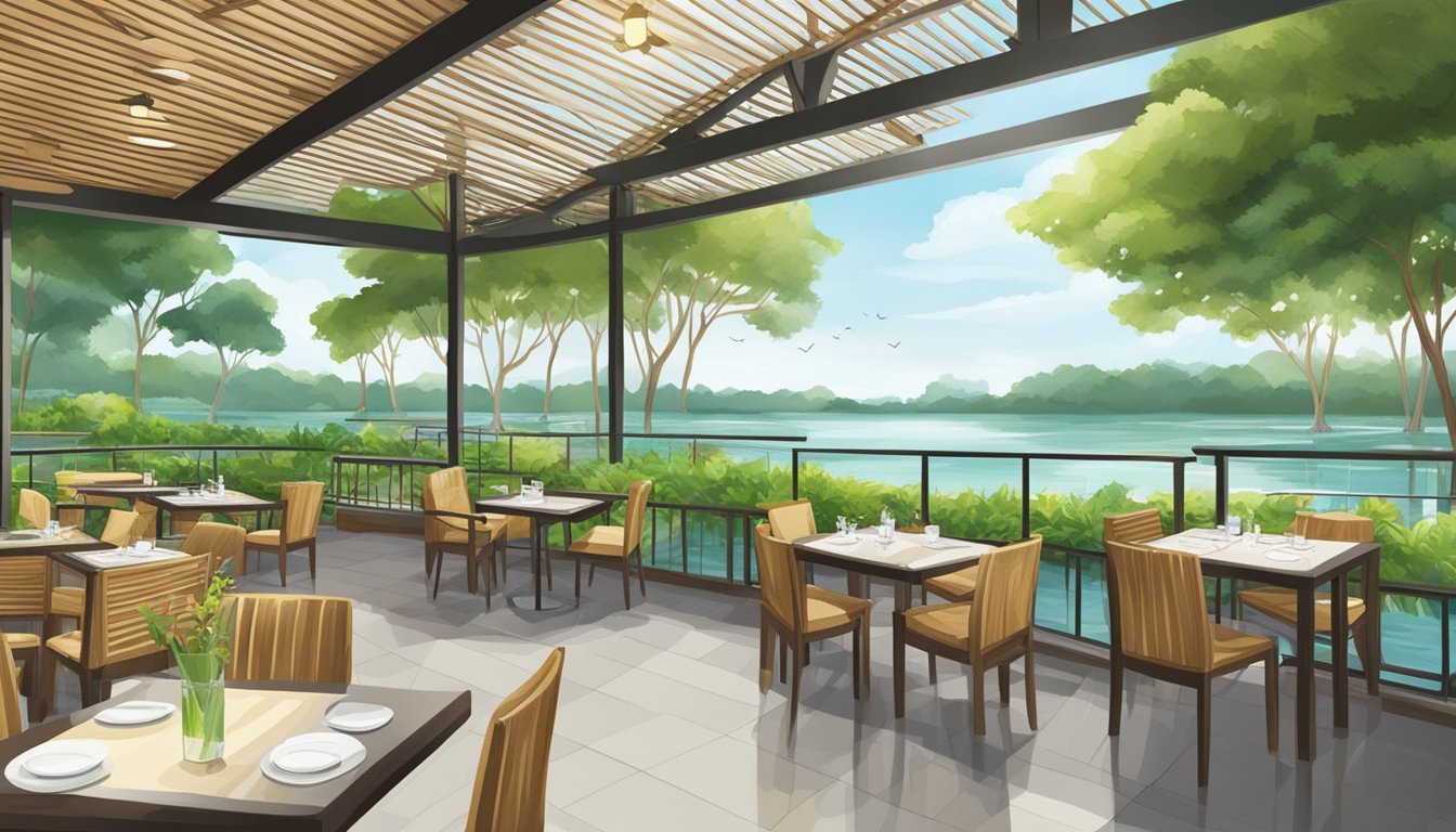 The Sembawang Park restaurant overlooks the tranquil waters, with lush greenery and a serene atmosphere