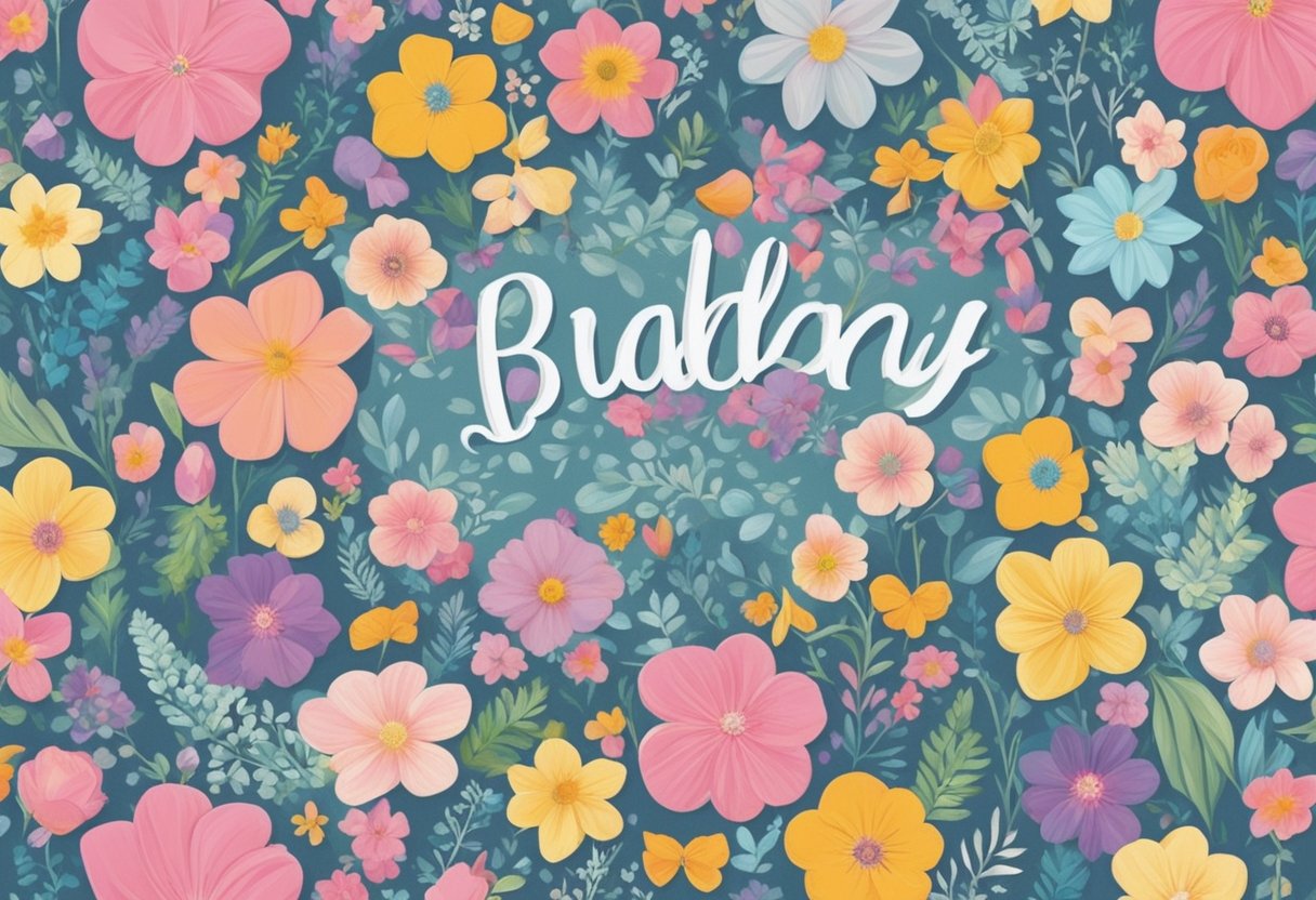 A collection of baby girl names from the UK displayed on a colorful, floral-themed background