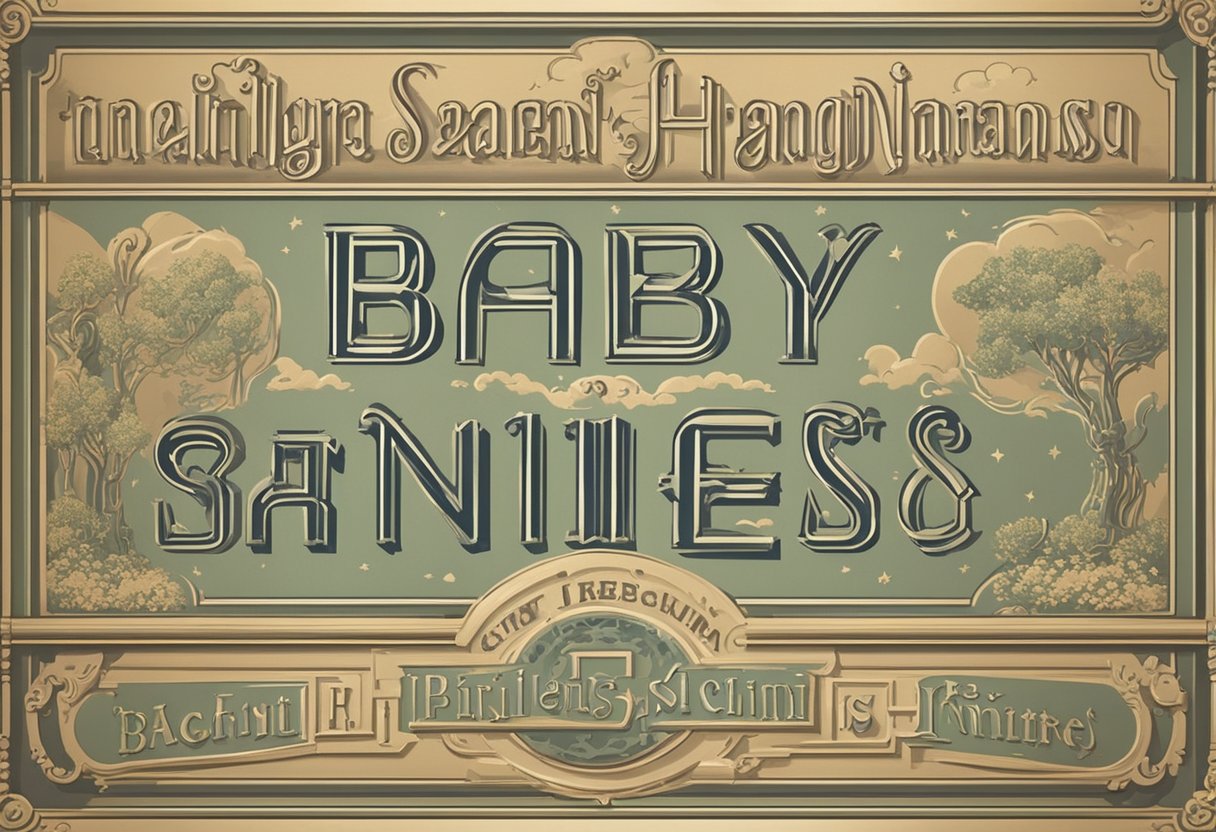 A collection of classic baby names displayed on a vintage signboard