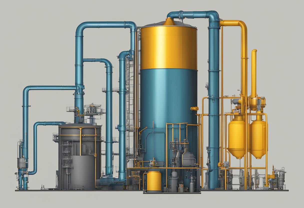 A two-stage gasifier design with coal input, showing gasification process and gas output for an illustrator to recreate