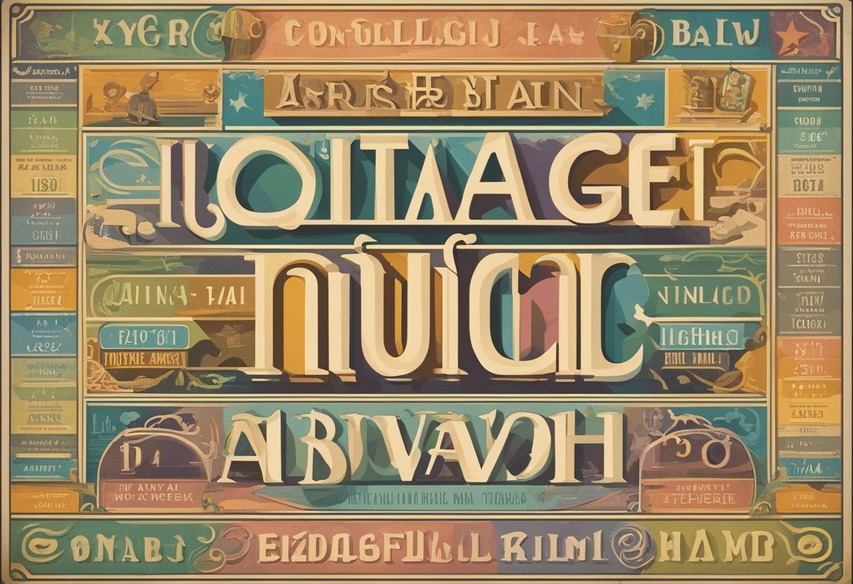 A colorful array of vintage baby names from the 1930s is displayed on a retro-inspired poster, evoking a sense of nostalgia and charm
