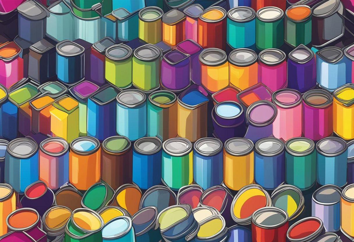 A palette of vibrant colors cascading from a paint can, creating a vivid and dynamic display of hues