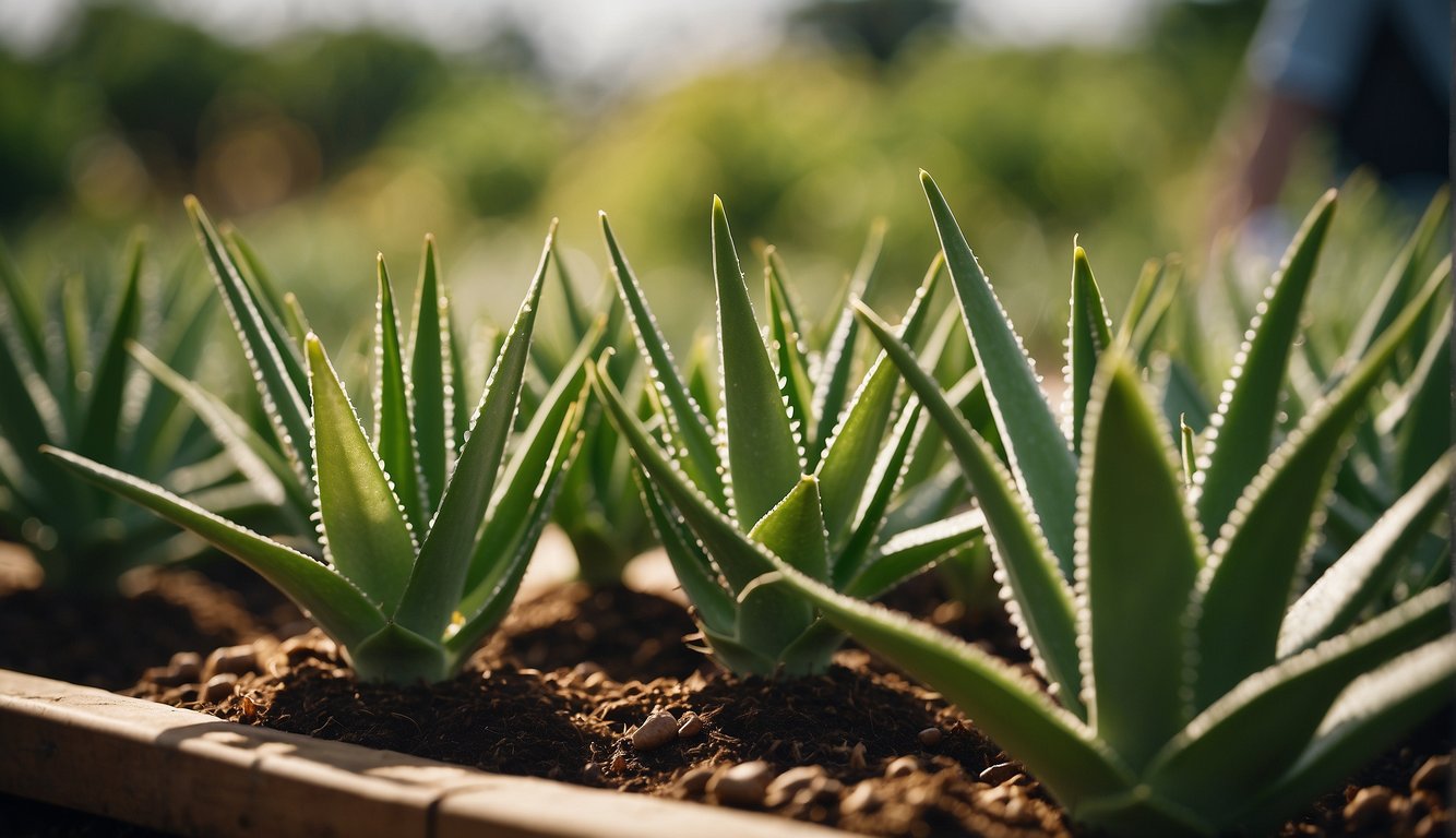 Aloe vera plant being harvested and processed for healthcare use