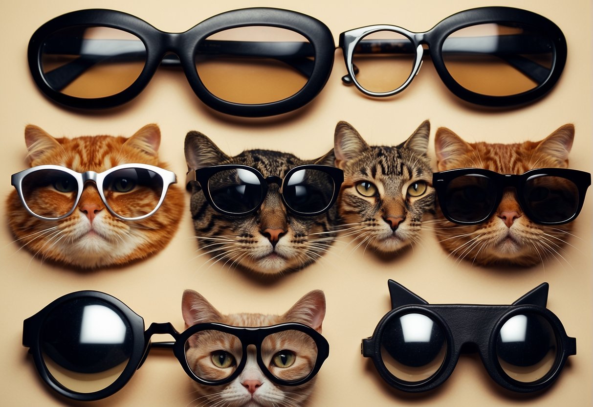 A variety of face shapes with cat eye glasses displayed for each shape