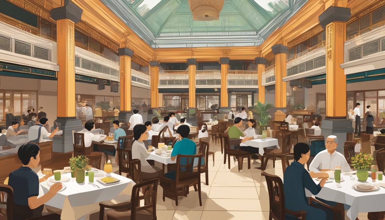 The Asian Civilisation Museum restaurant bustles with diners amidst traditional decor and cultural artifacts