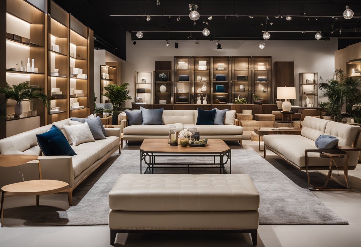 A spacious, well-lit furniture showroom with a wide variety of modern and classic pieces displayed in an organized and inviting manner