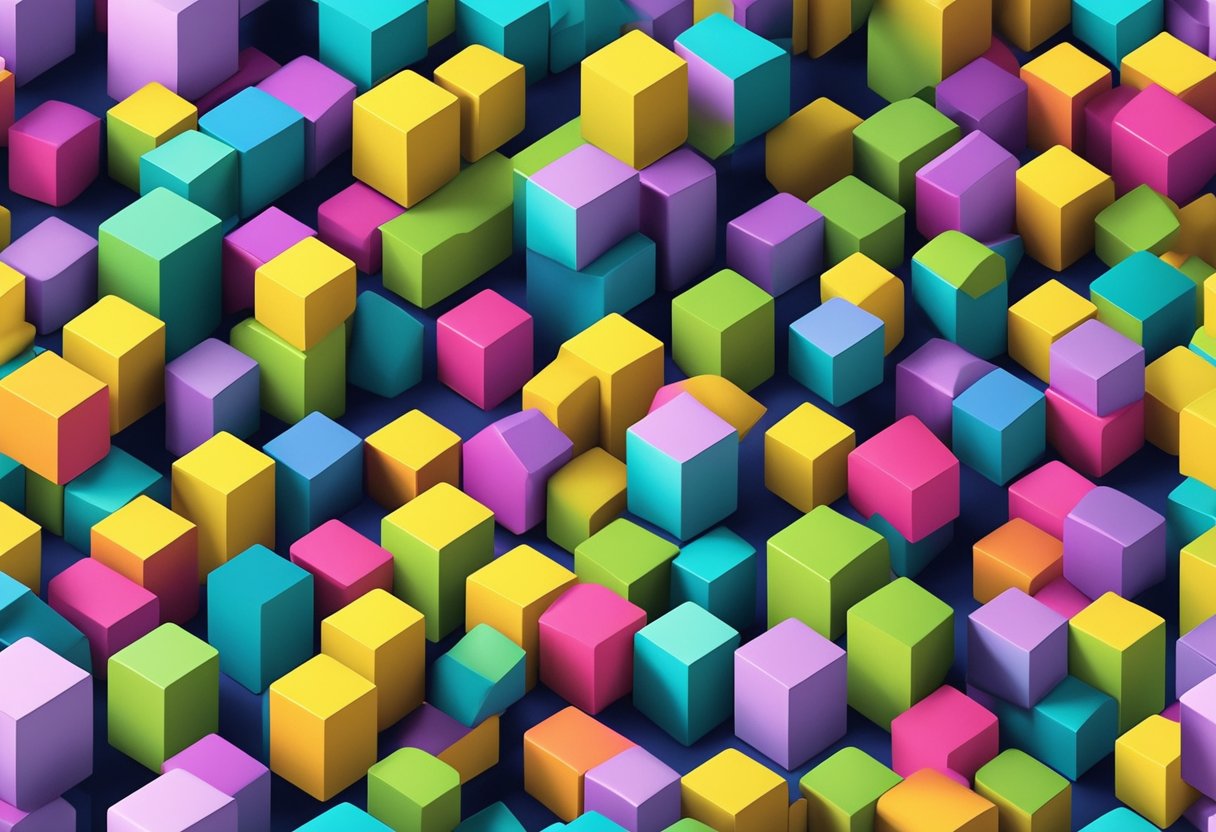 Colorful baby blocks arranged in a playful pattern