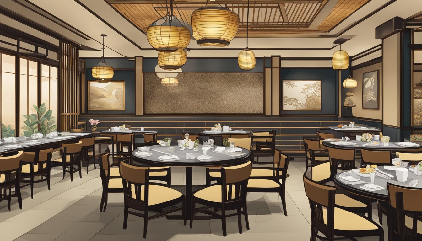 The elegant Marui Sushi Japanese restaurant in Cuppage Plaza offers an exquisite dining experience. The interior is adorned with traditional Japanese decor, and the tables are set with beautiful, handcrafted dishware