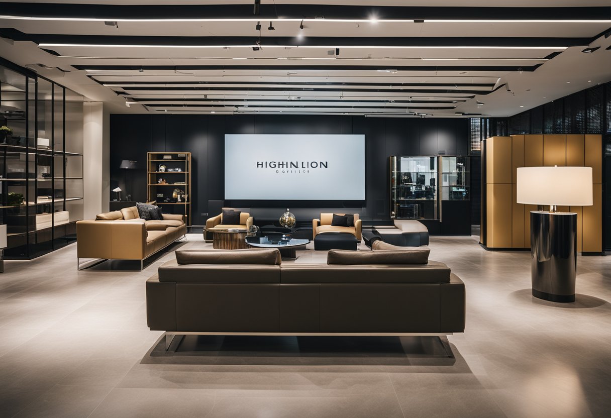 A modern showroom with sleek furniture displays in Singapore
