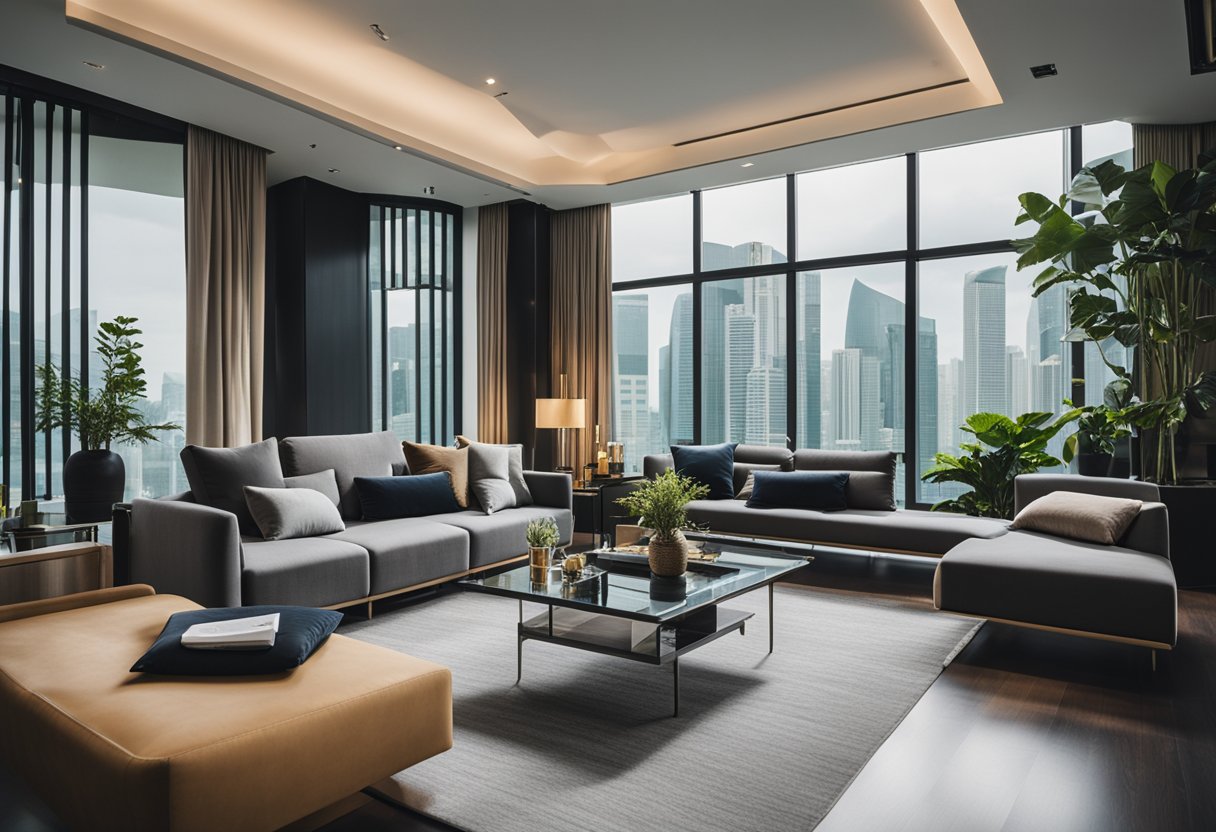 A modern living room with sleek furniture from top Singapore brands