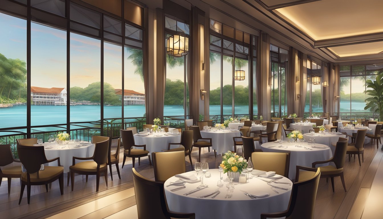 The Sofitel Sentosa restaurant exudes elegance with its modern decor, soft lighting, and panoramic views of the surrounding lush greenery and sparkling waters