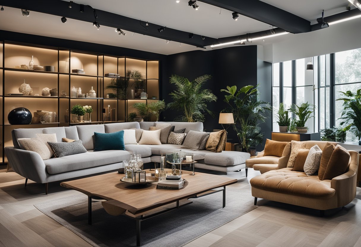 A showroom filled with modern and stylish furniture pieces, featuring Kian's signature range