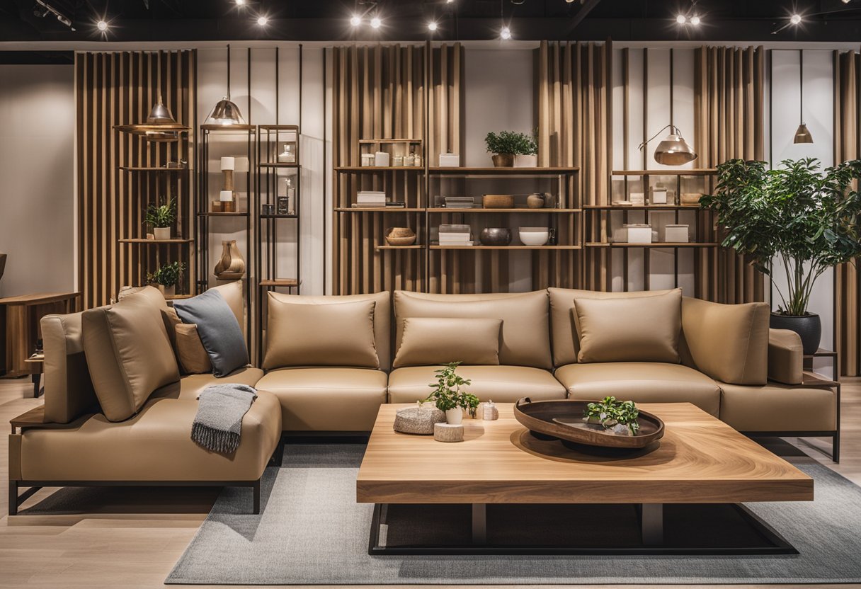A showroom displays rubberwood furniture in Singapore