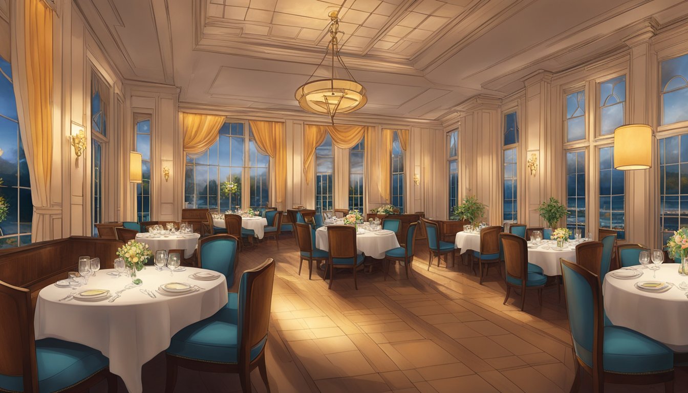 The warm glow of soft lighting fills the elegant dining space, where attentive servers move gracefully among tables, ensuring every guest feels welcomed and cared for