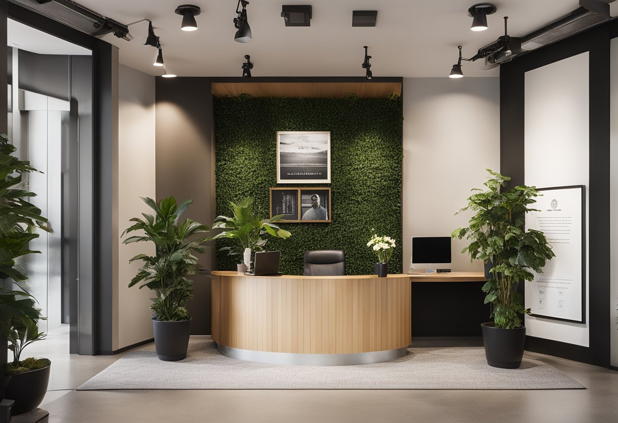 The small office entrance is adorned with personal touches, such as potted plants and framed artwork, reflecting a warm and welcoming office culture