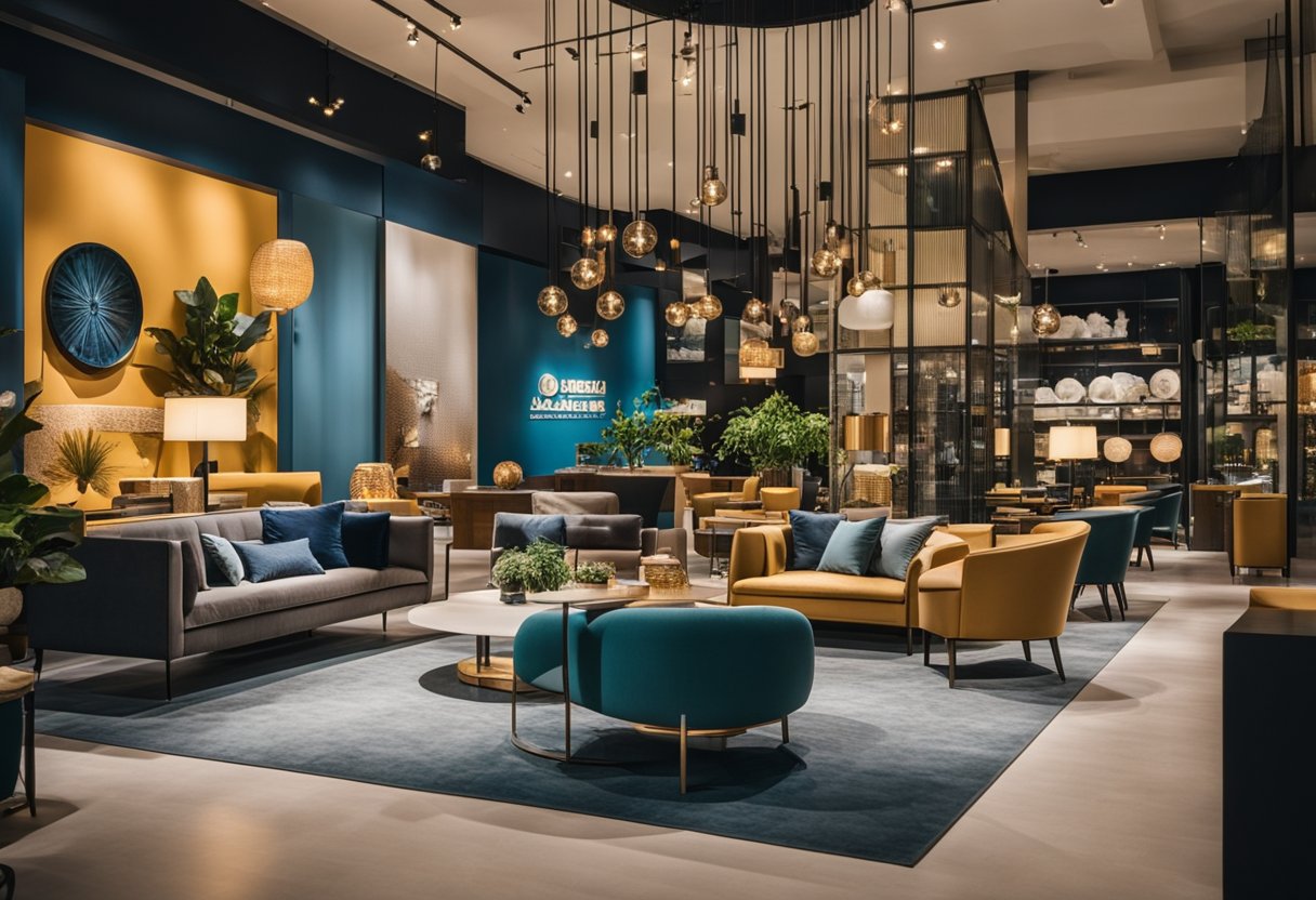 A modern furniture store in St. Louis, Singapore, with sleek designs and vibrant colors