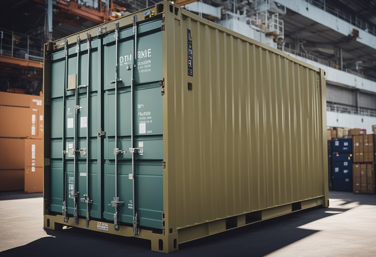 A large crate labeled "Furniture" being loaded onto a cargo ship in Australia, while another crate is being unloaded in Singapore