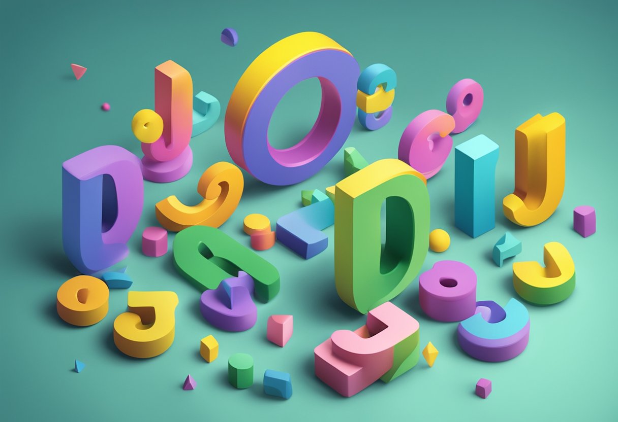 Colorful letters "J" float around a baby mobile