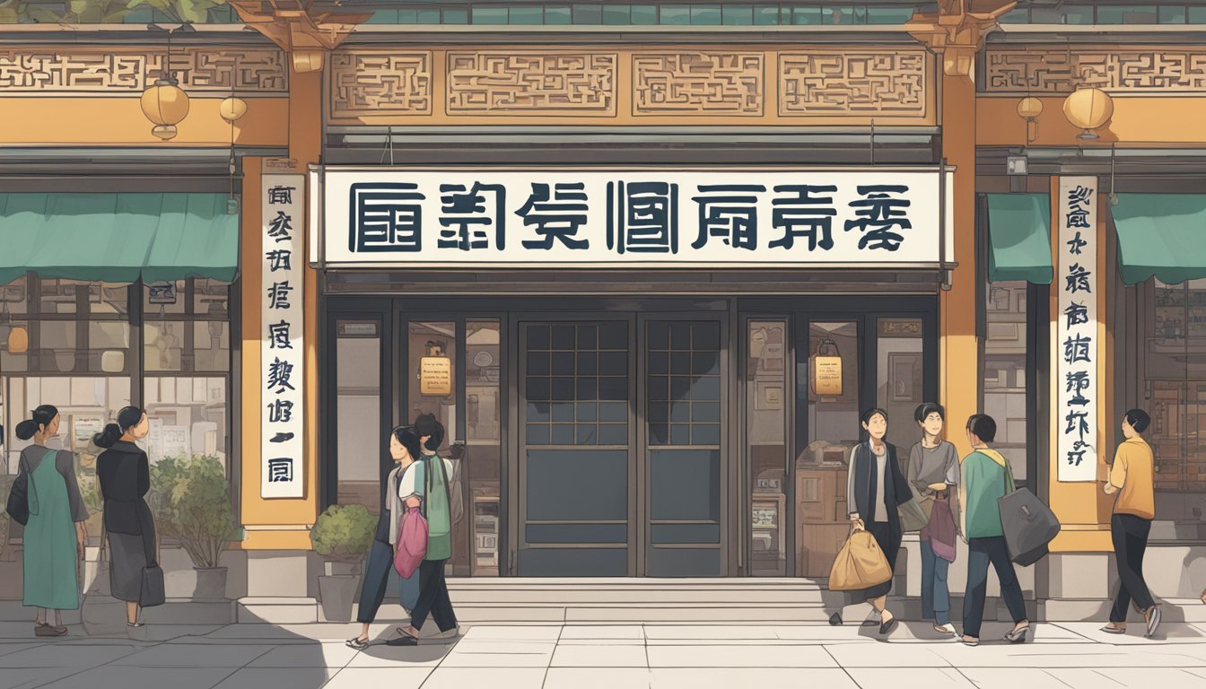 The UOB building's Chinese restaurant bustles with customers and staff. A sign reading "Frequently Asked Questions" hangs above the entrance