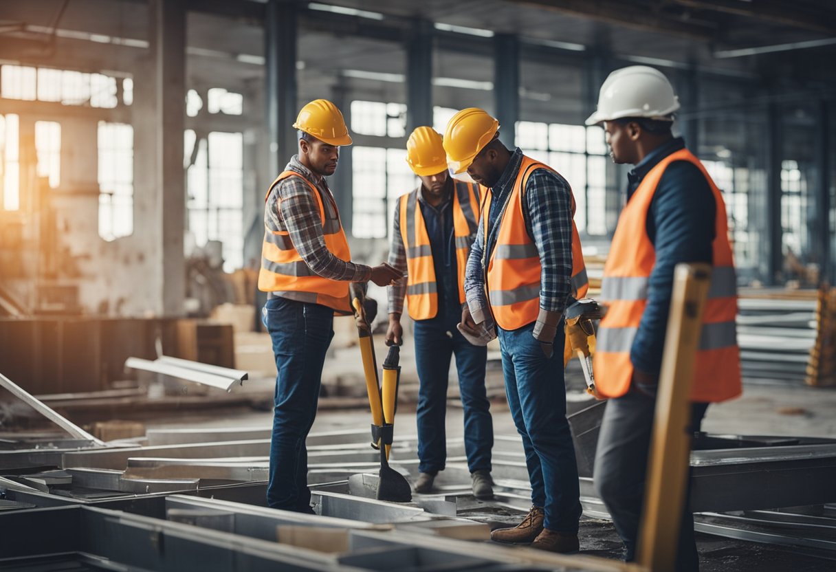 A group of construction workers renovating an aluminium armada, surrounded by frequently asked questions