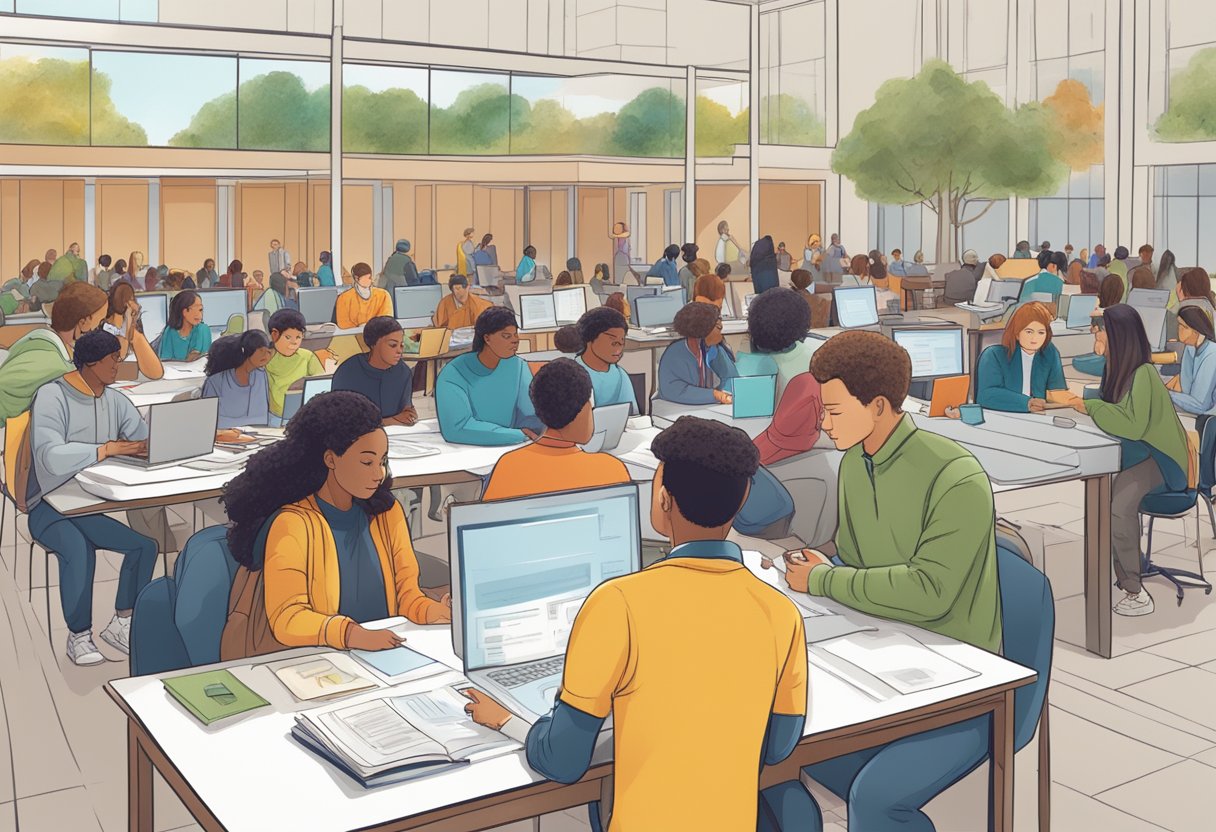 Students researching, visiting campuses, attending college fairs, and meeting with advisors