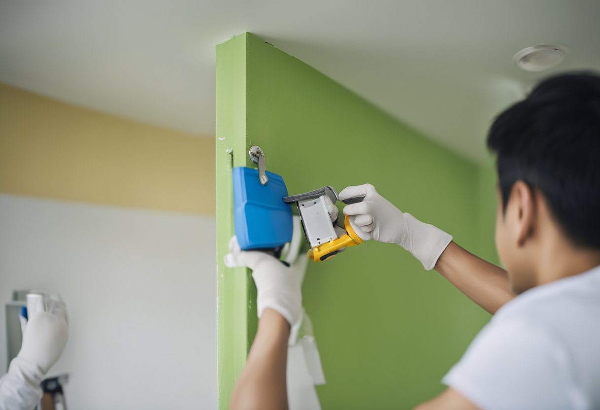 Skilled contractors renovate HDB unit, installing new fixtures and painting walls