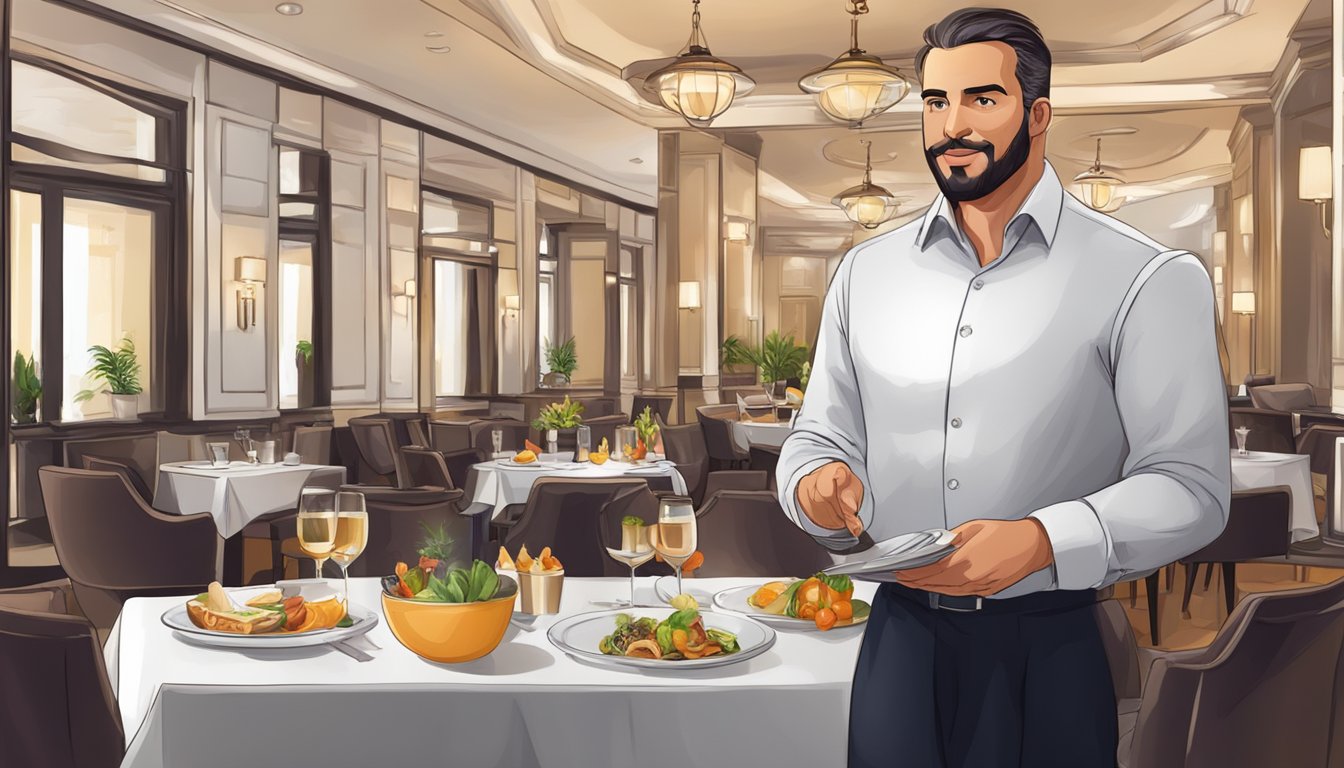 The hotel boss answers questions at the restaurant