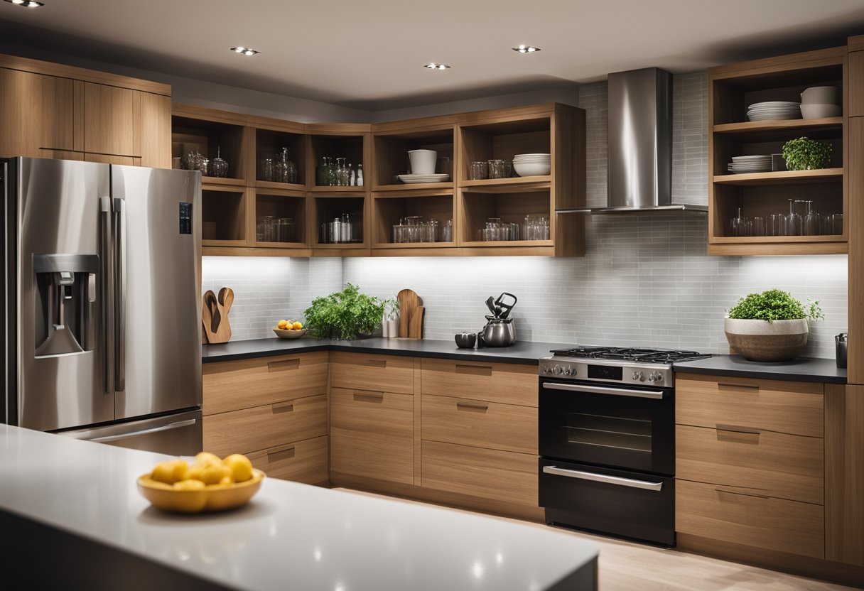 A spacious, well-lit kitchen with modern appliances, ample storage, and a large island for cooking and entertaining. Natural materials, such as wood and stone, create a warm and inviting atmosphere