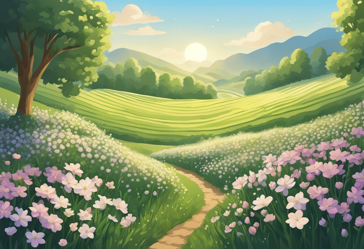 A gentle breeze caresses a field of delicate flowers, carrying their sweet scent through the air