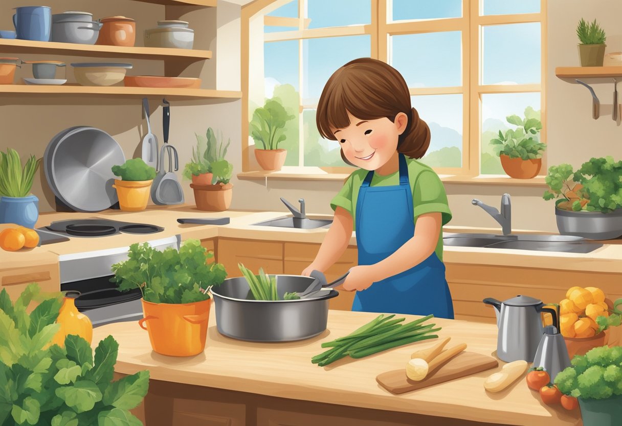 A child confidently explores different career paths through hands-on activities, like cooking, gardening, and building. They gain practical life skills and build confidence in their abilities