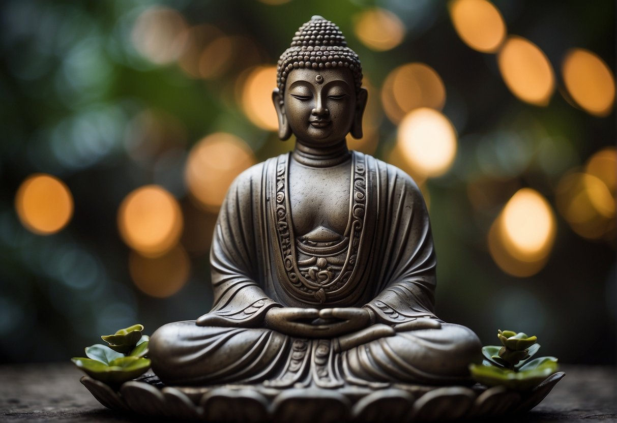 A serene figure meditates under a Bodhi tree, surrounded by symbols of different cultures and adaptations. The scene reflects the contrast between transcendental meditation and mindfulness