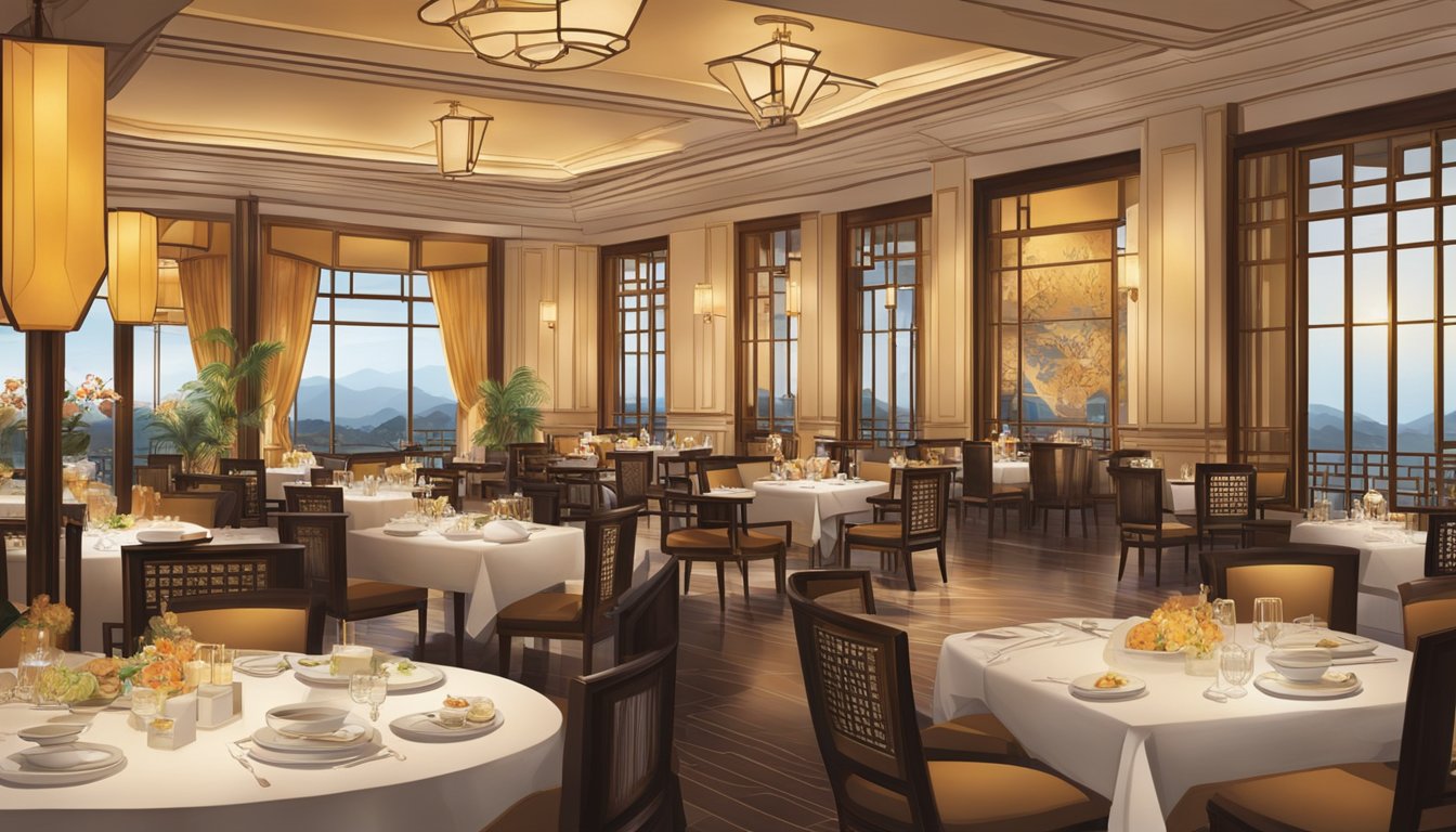 The elegant Ritz Carlton Chinese restaurant buzzes with diners enjoying traditional cuisine in a sophisticated ambiance