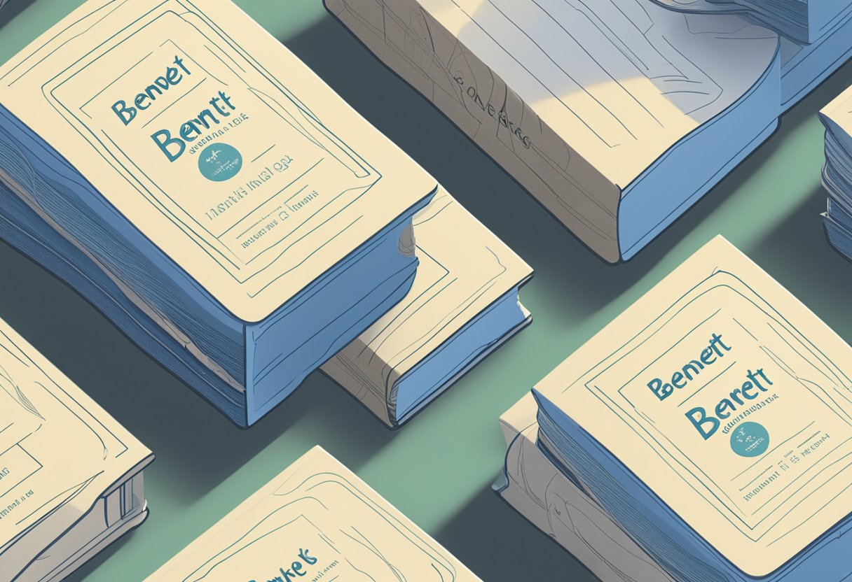 A stack of baby name books with "Bennett" highlighted on the cover