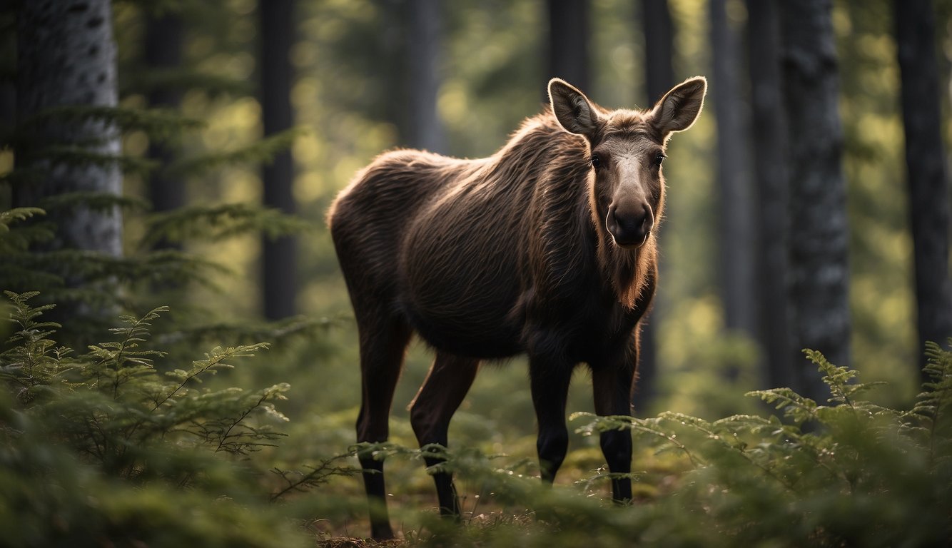 A baby moose explores the forest, growing from a wobbly calf to a sturdy yearling, under the watchful eye of its mother
