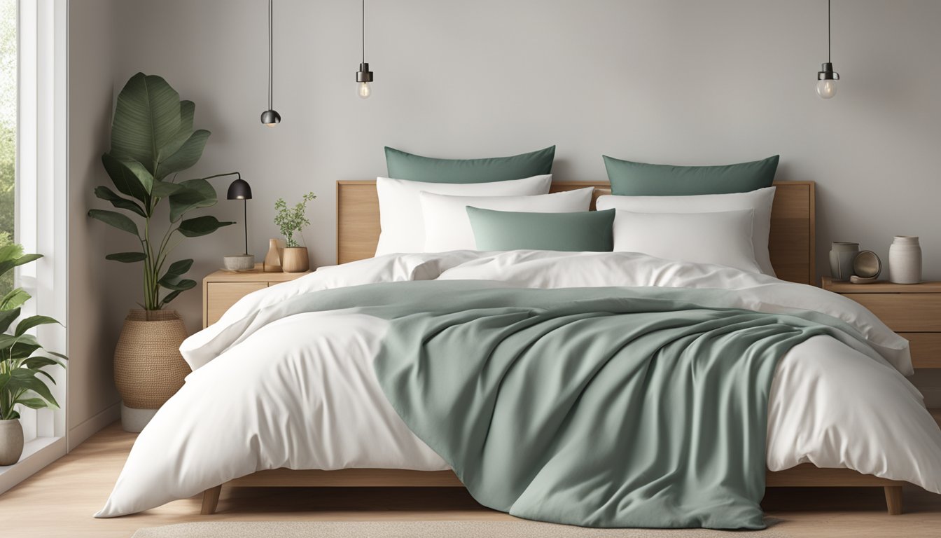 Bed with Certifications like GOTS and OEKO-TEX labels visible