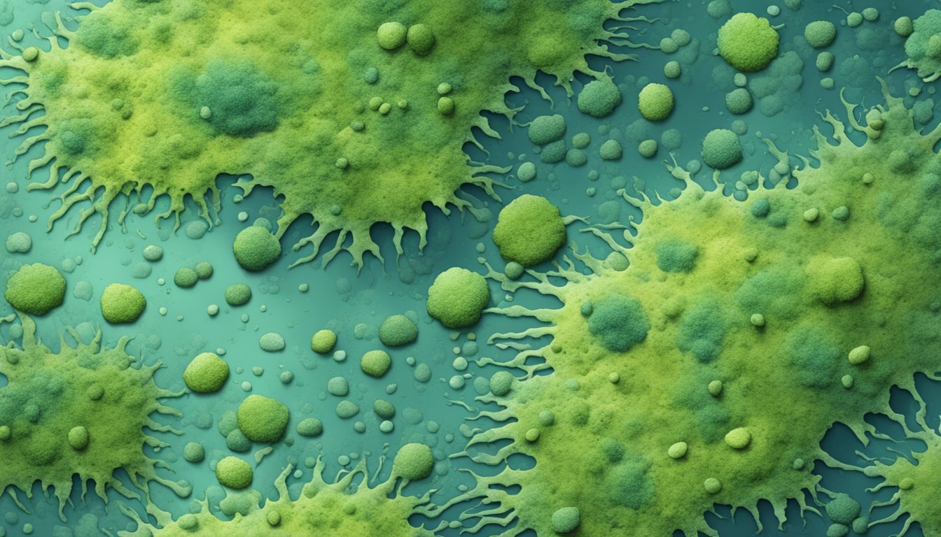 A moldy environment with visible signs of dermatitis on surfaces and objects