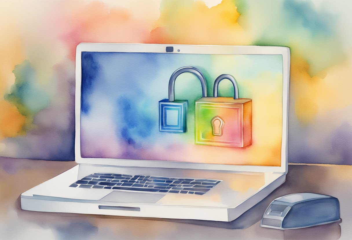 A secure lock icon on a computer screen with the eBay logo in the background