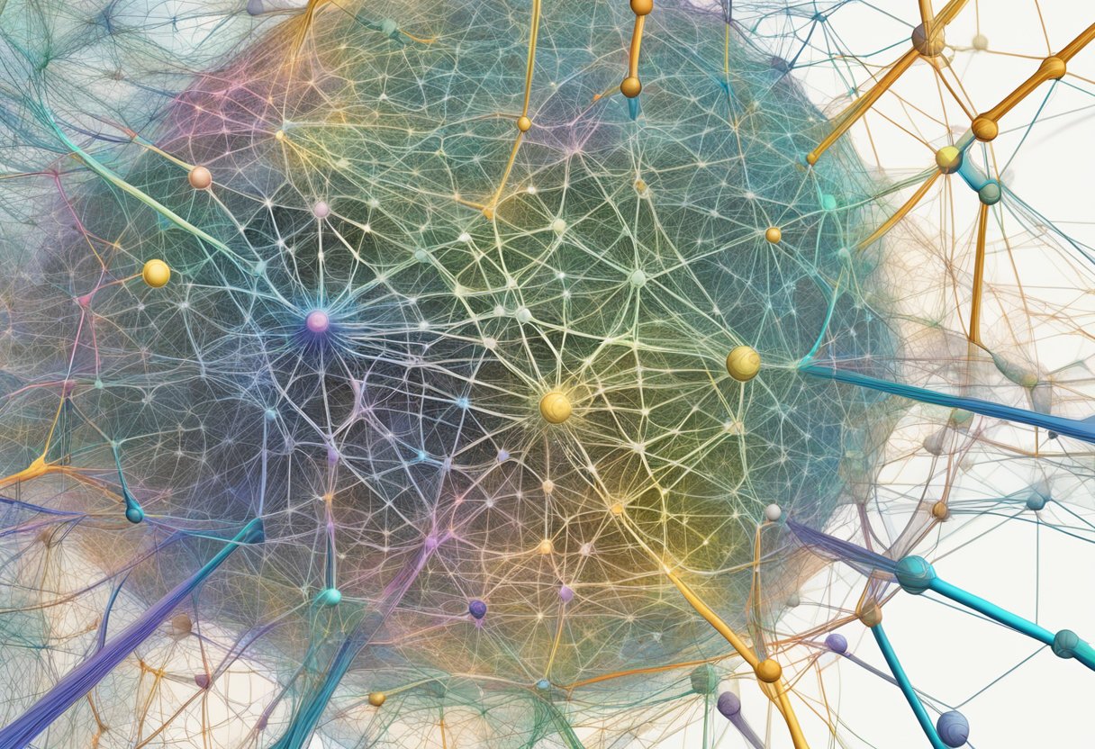 A complex web of interconnected nodes and layers, representing various neural network architectures and AI algorithms