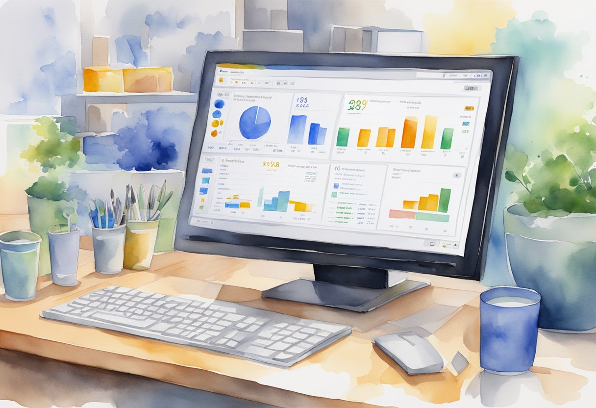 A computer screen displaying Ebay sales data being tracked and analyzed by a price tracker software