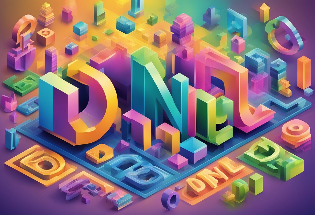 The name "Daniel" appears in bold, surrounded by colorful linguistic elements like letters, words, and symbols