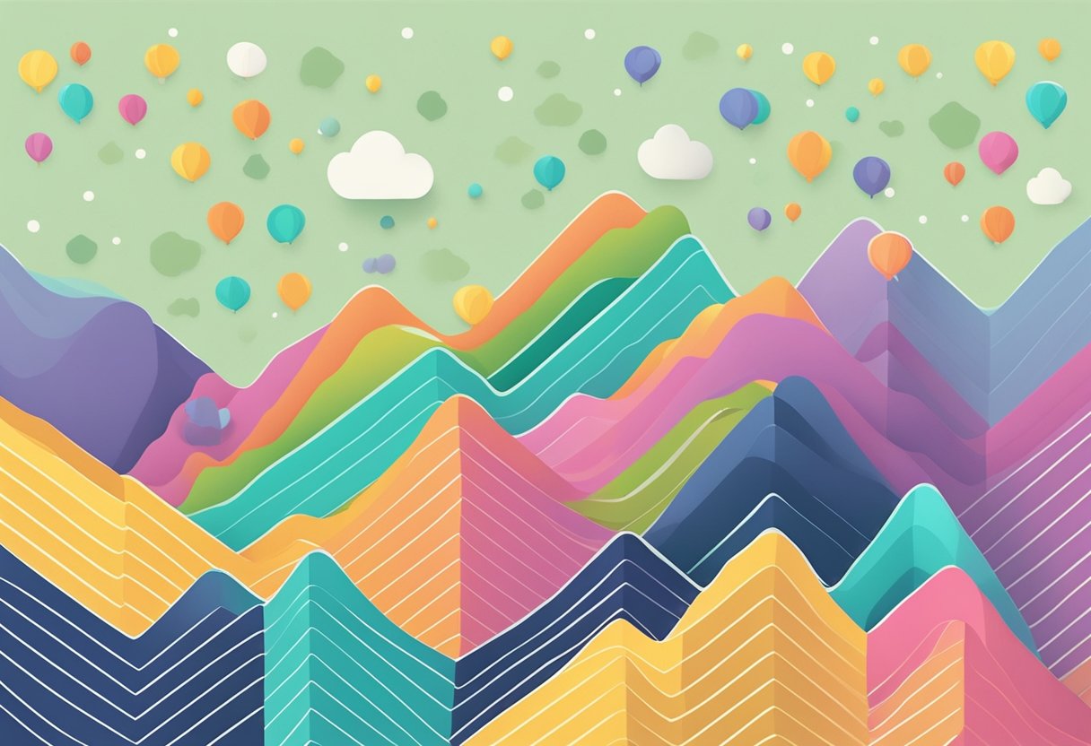 A graph showing the rise in popularity of the baby name "Dottie" with a colorful background and upward trend line