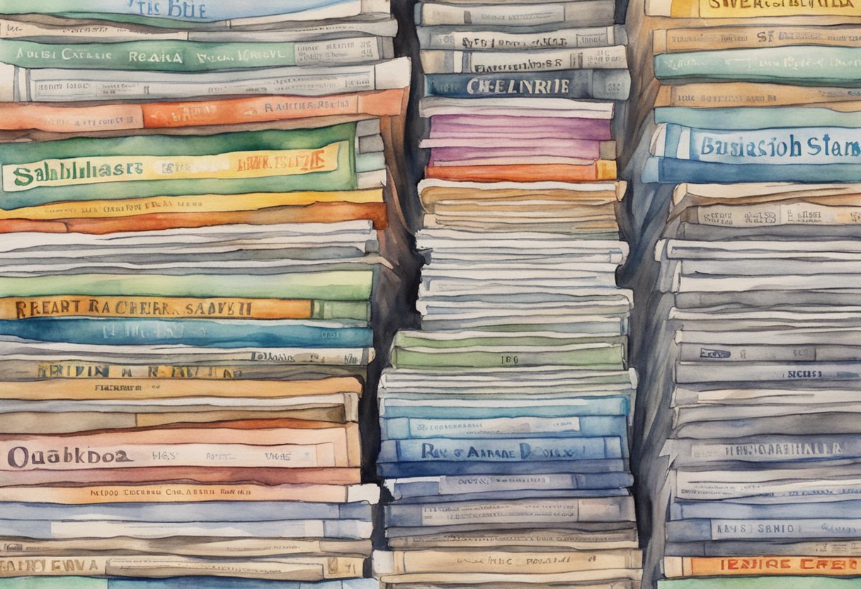 A stack of vibrant newspapers with catchy names displayed on a newsstand