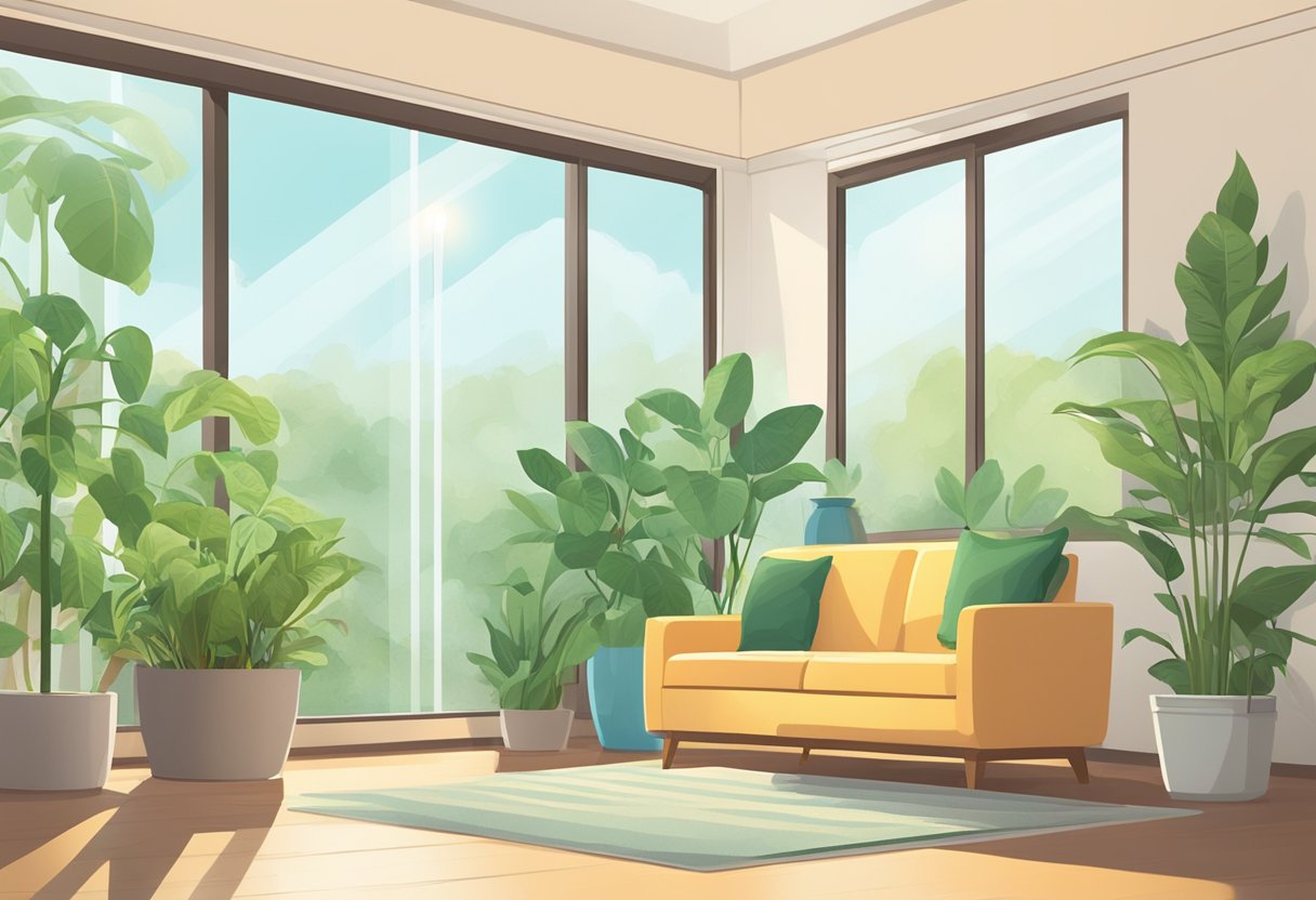 A bright, humid room with indirect sunlight, consistent warmth, and regular watering. A humidifier and plant-specific fertilizer may be necessary