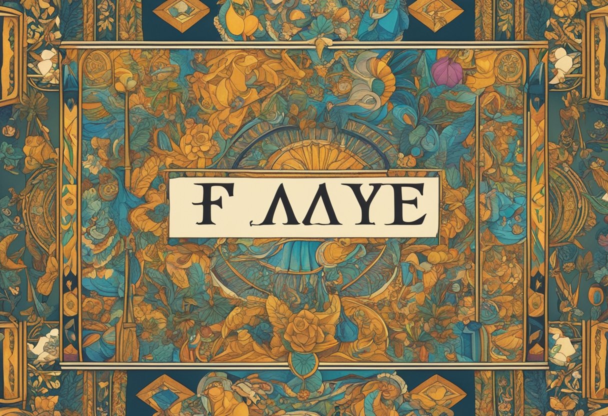 A vibrant tapestry of diverse cultural symbols surrounds the name "Faye," representing its rich and varied cultural significance
