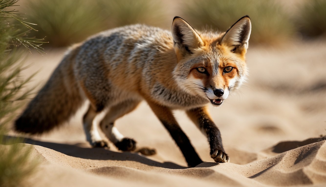 The desert fox stalks its prey, blending into the sandy dunes.

It pounces on a small rodent, its sharp teeth tearing into the flesh
