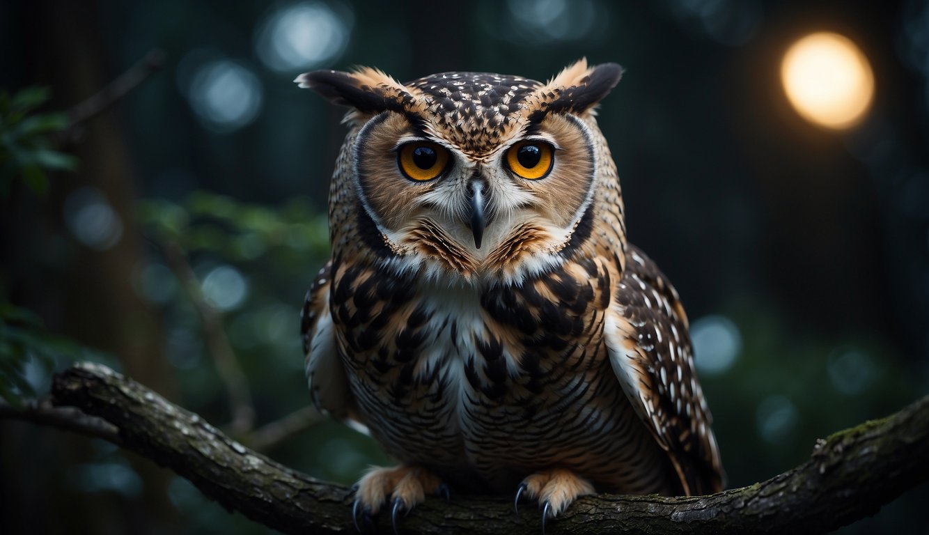 Owls swoop and dive in the moonlit forest, their sharp talons grasping prey in the darkness