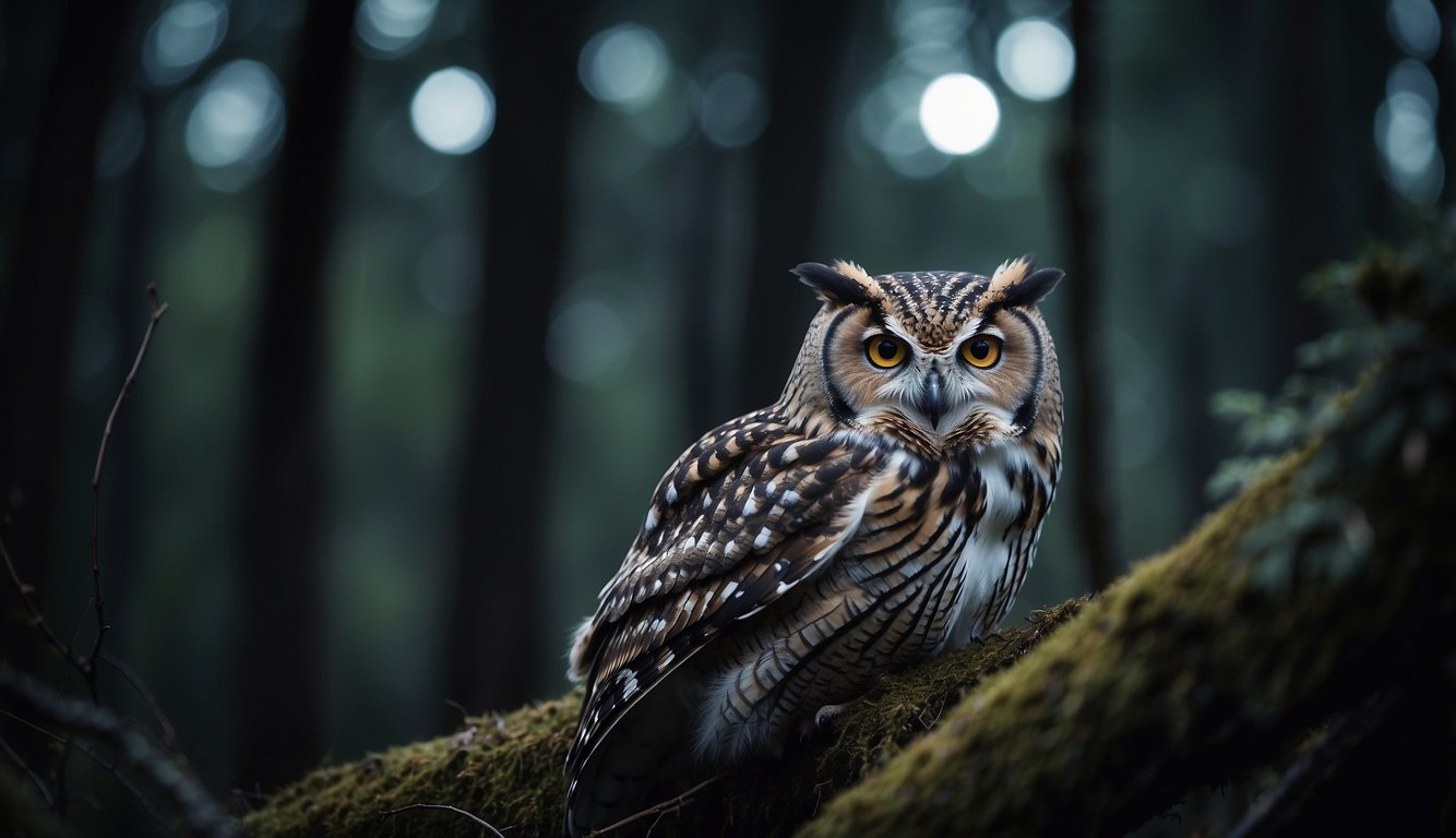 Owls silently swoop through the moonlit forest, hunting for prey.

Their sharp talons and keen eyes capture the essence of their nocturnal prowess
